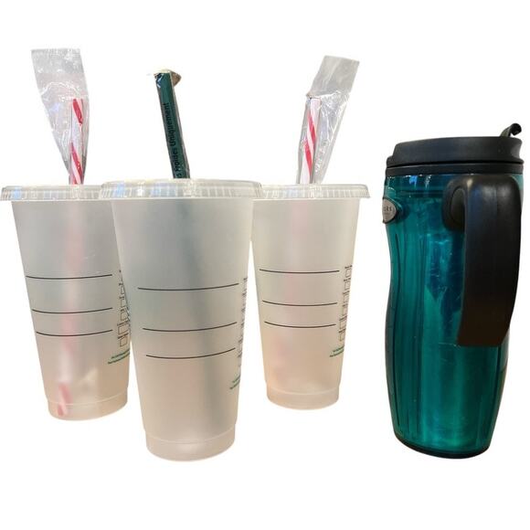 Starbucks 24oz Cups Straws 16oz Lucy Malachite Green Insulated Coffee Mug Reuse - Picture 2 of 8